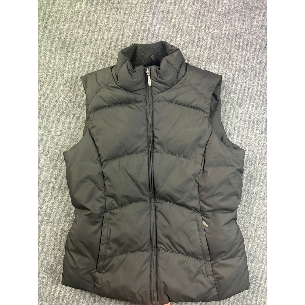 Eddie Bauer Puffer Vest Womens XS Black Premium Goose Down Quilted‎ Full Zip